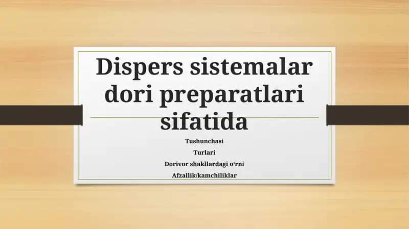 Dispers sistemalar