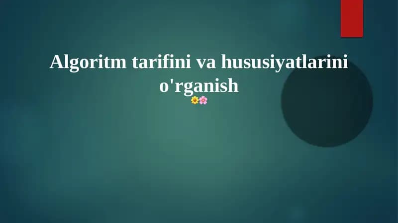 Algoritmik Xususiyatlar