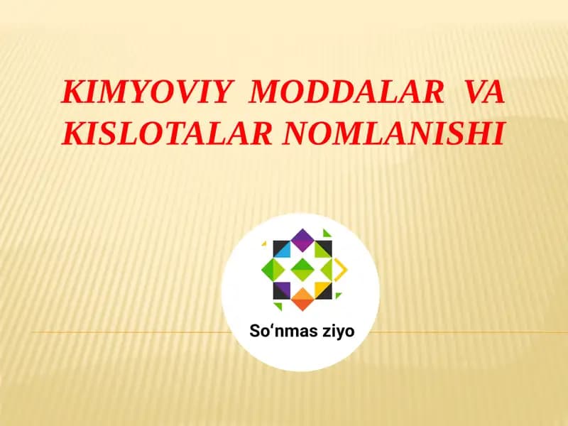 KIMYOVIY MODDALAR
