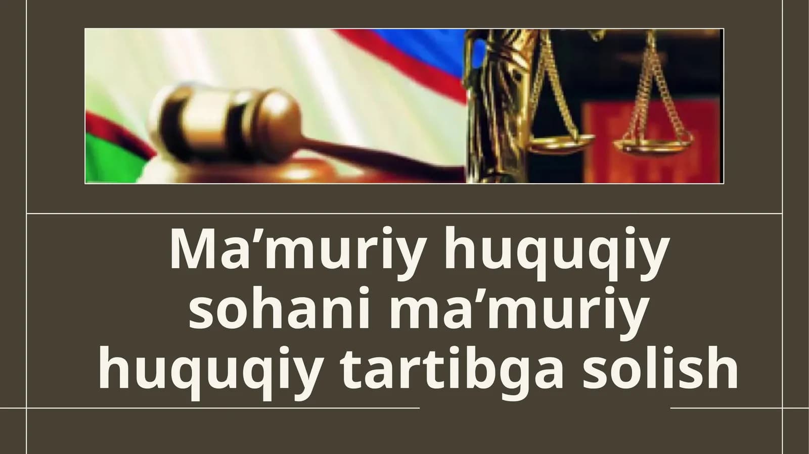 Ma’muriy huquqiy sohani ma’muriy huquqiy tartibga solish.