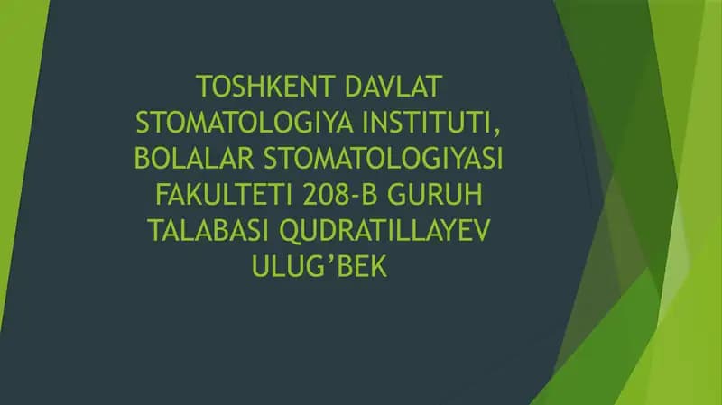 BLEK BO’YICHA V SINFLI KARIES KOVAKLARNI RESTAVRATSIYA QILISHNING KLINIK TAMOYILLARI