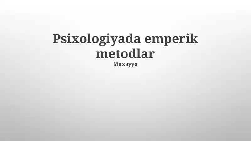 Psixologiyada emperik metodlar