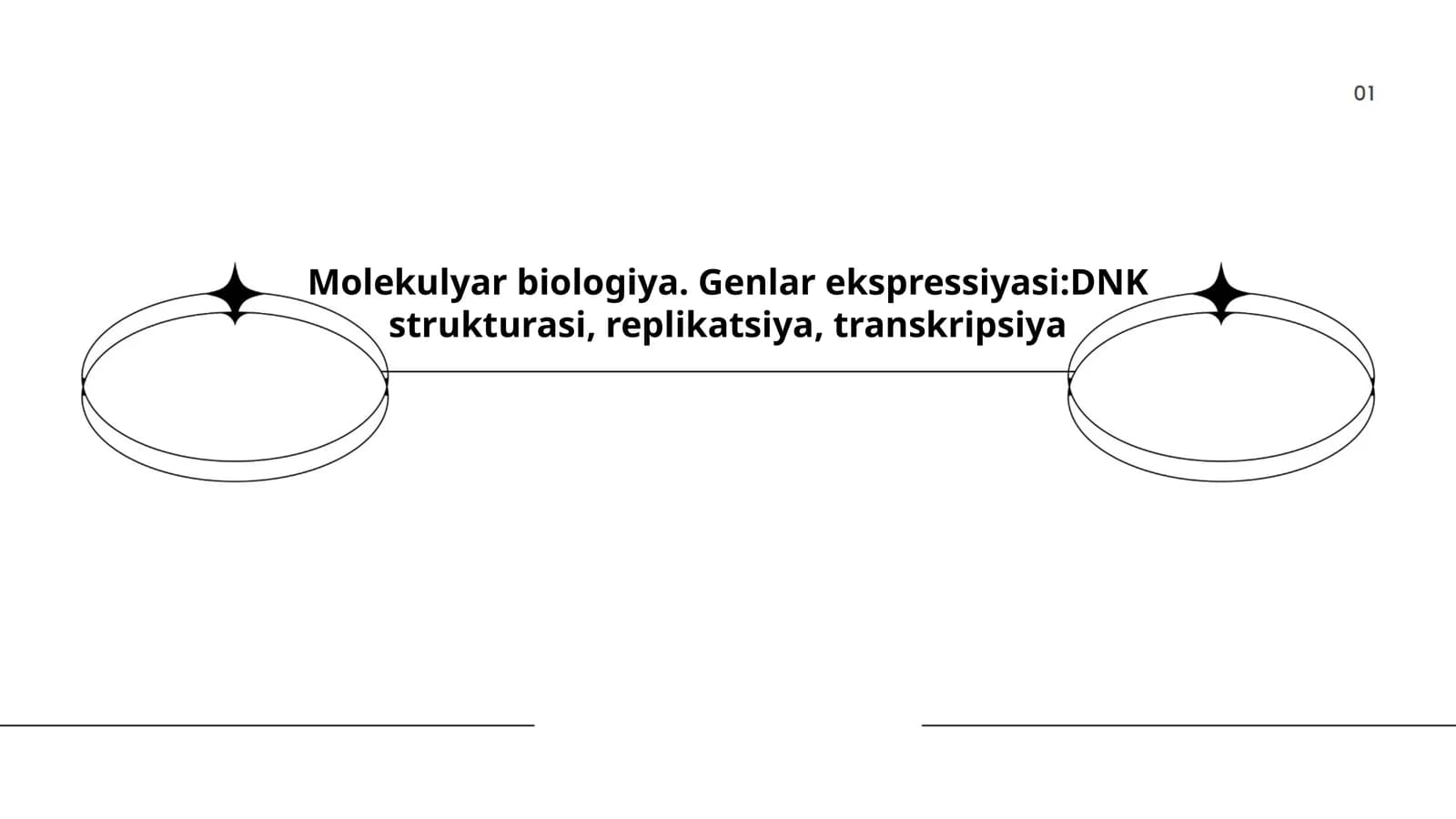 Molekulyar biologiya. Genlar ekspressiyasi:DNK strukturasi, replikatsiya, transkripsiya