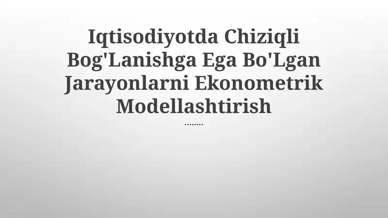 Ekonommetrik modellashtirish