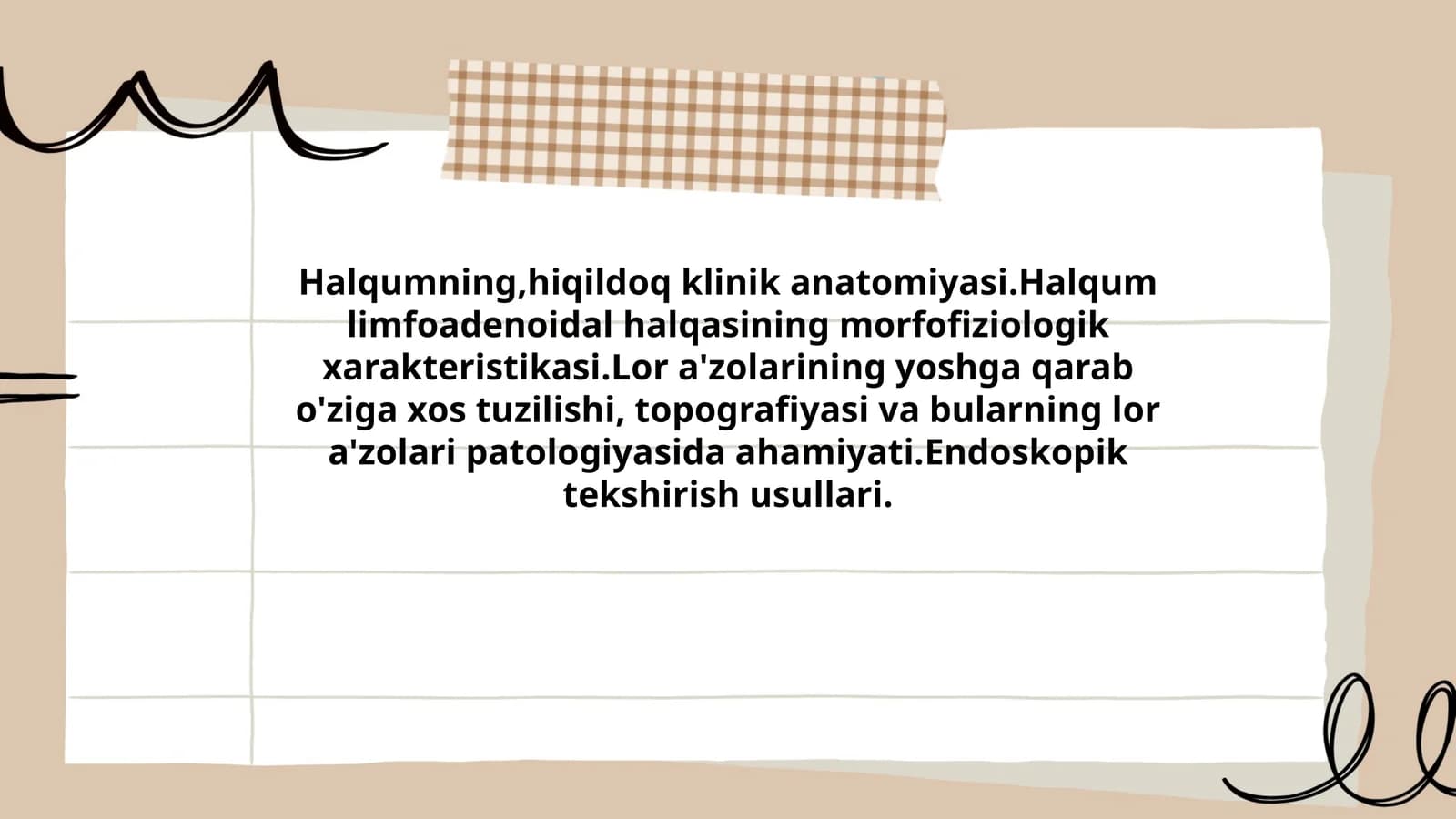 Lor a'zolarining yoshga qarab o'ziga xos tuzilishi va patologiyasi