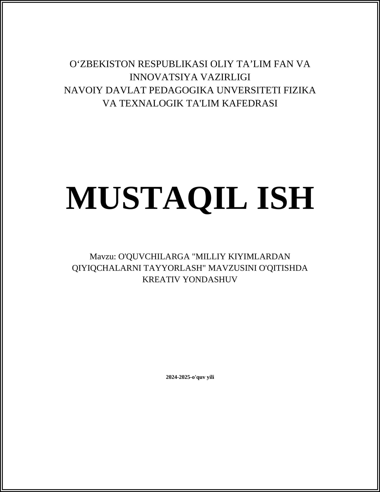 MILLIY KIYIMLARDAN QIYIQCHALARNI TAYYORLASH