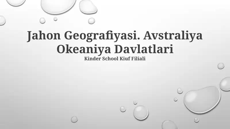 Jahon Geografiyasi. Avstraliya Okeaniya Davlatlari