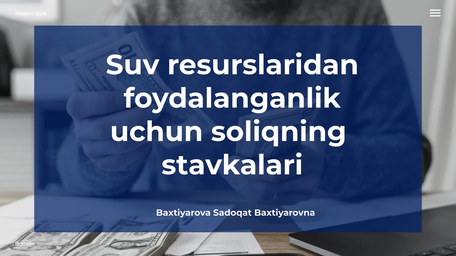 Suv resurslaridan foydalanganlik uchun soliqning stavkalari