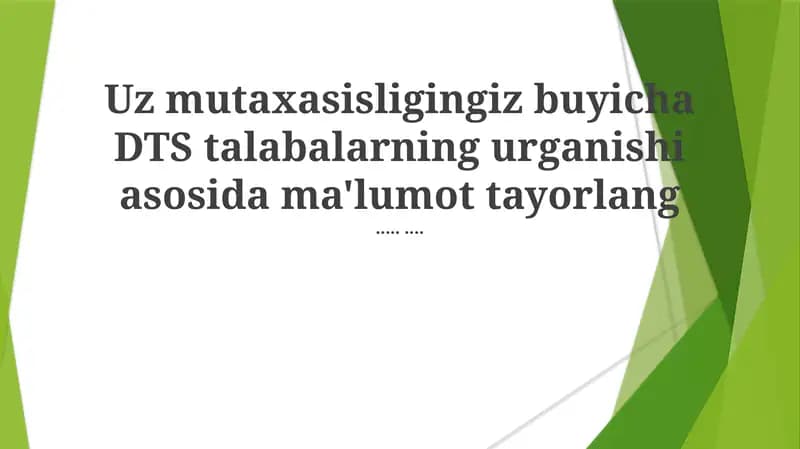 DTS Talaba O'quv Natijalari