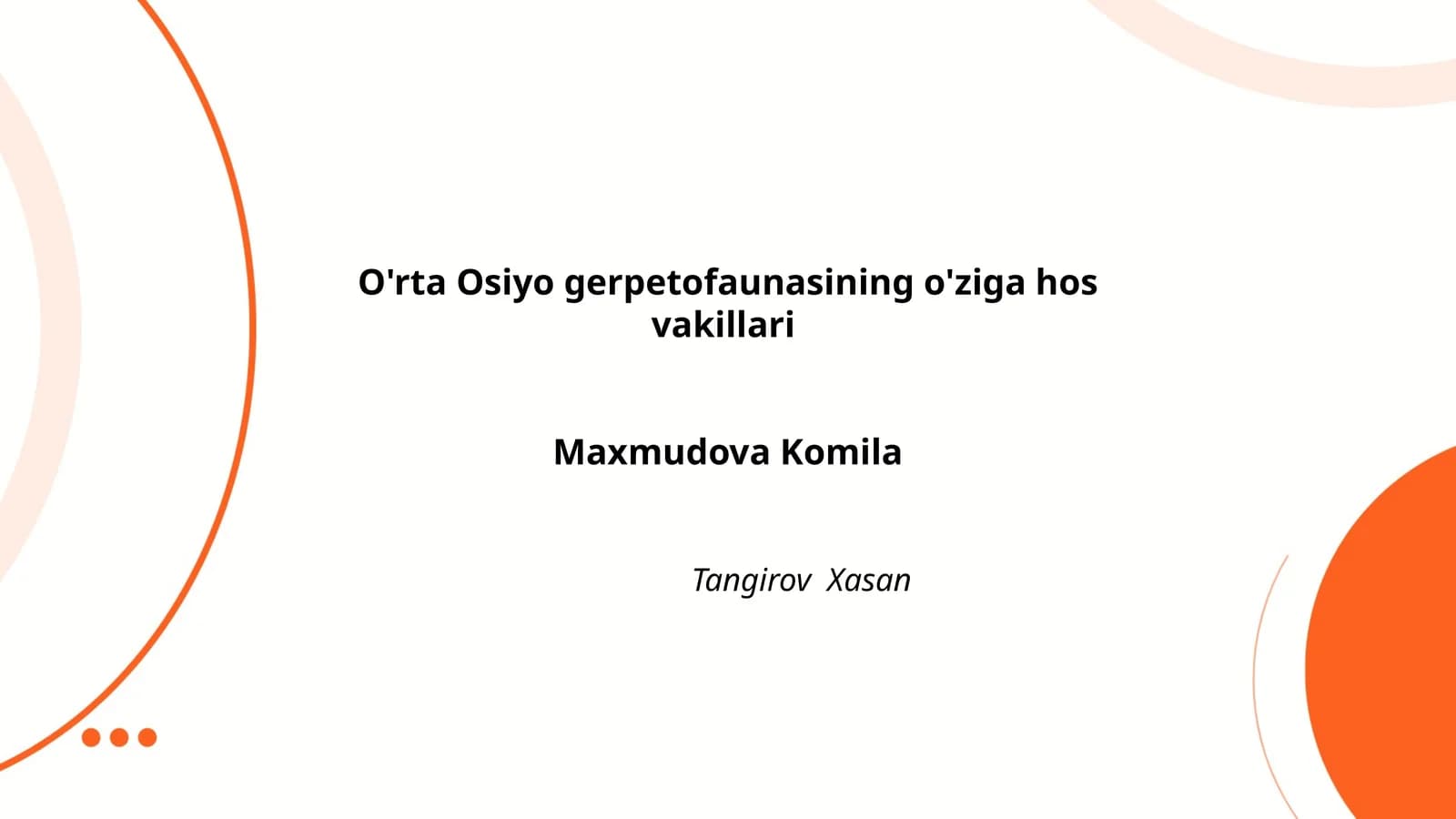 O'rta Osiyo gerpetofaunasining o'ziga hos vakillari