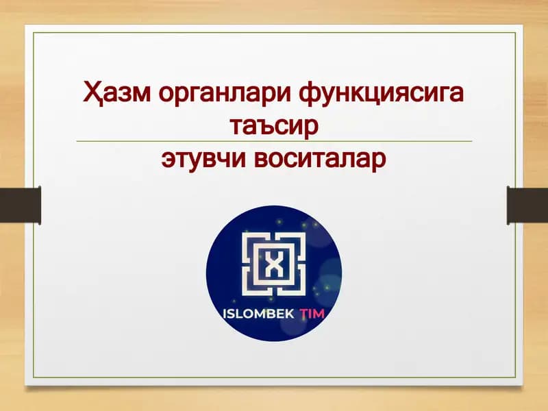 Хазм органлари функциясига таъсир этиш учун воситалар