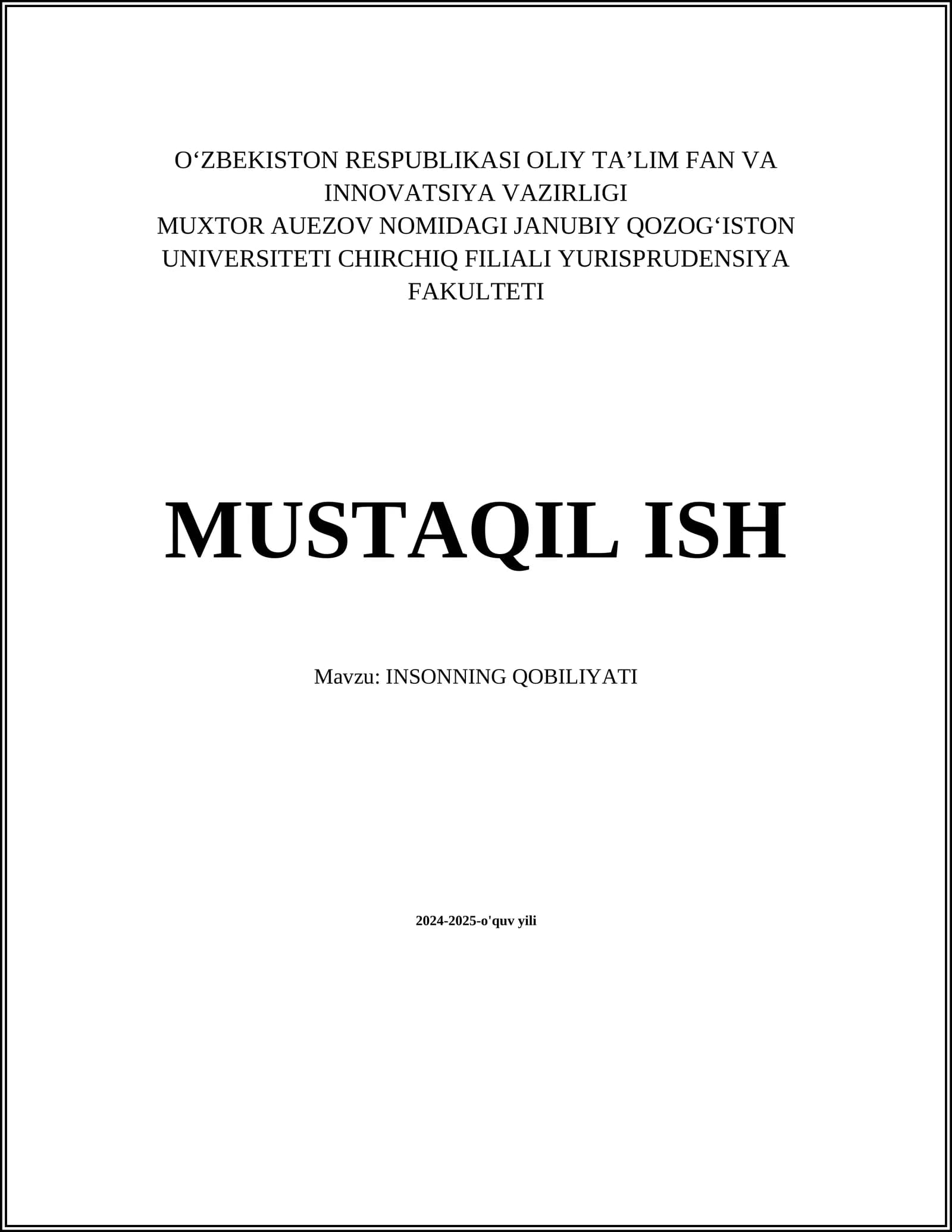 INSONNING QOBILIYATI
