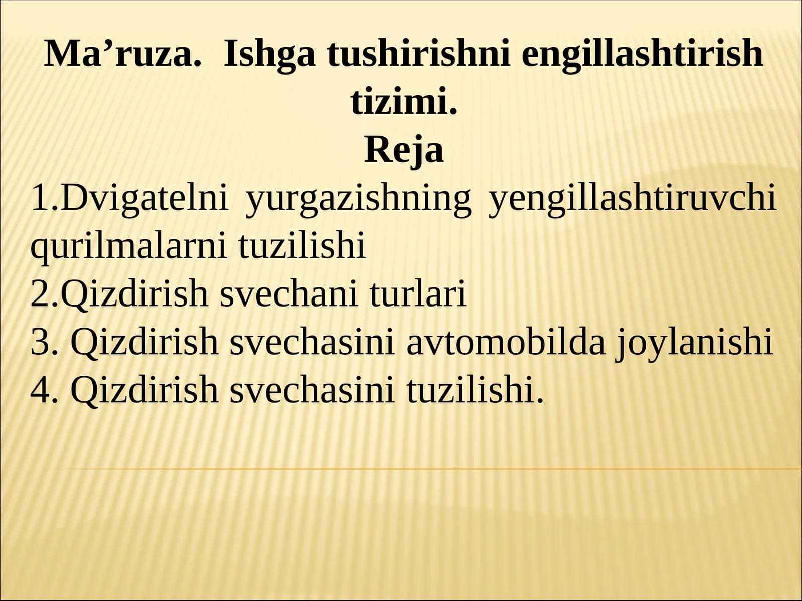 Ishga tushirishni engillashtirishtizimi