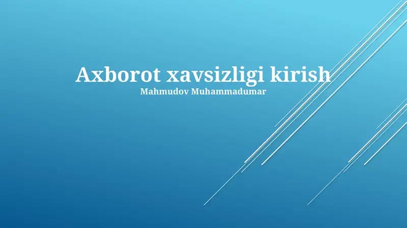 Axborot xavsizligi kirish