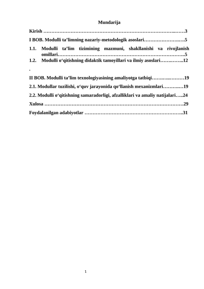 Modulli ta'limning nazariy-metodologik asoslari
