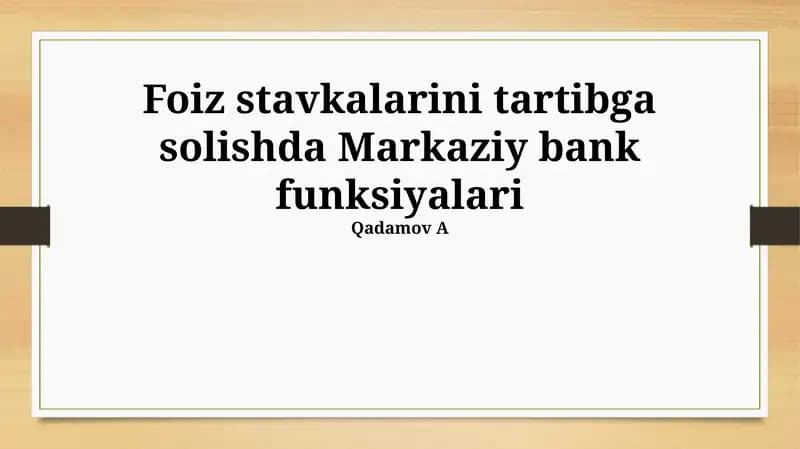 Markaziy bankning asosiy vazifalari
