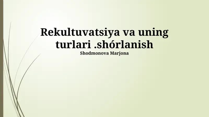 Rekulьtivatsiya texnologiyalari
