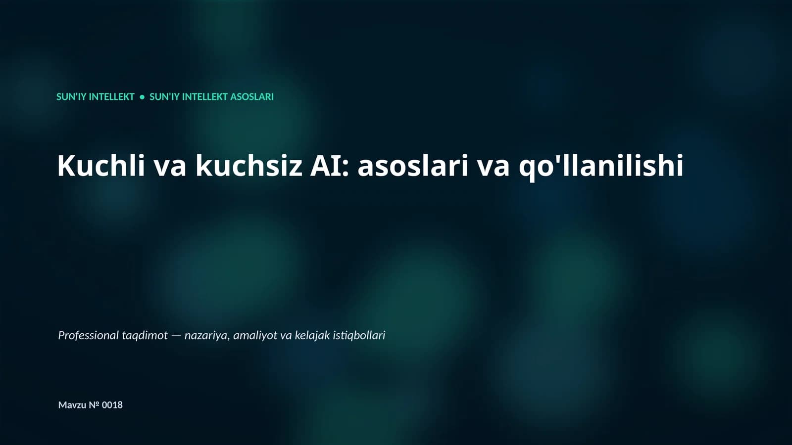 SUN'IY INTELLEKT ASOSLARI