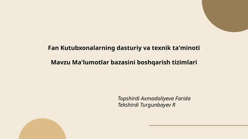 Kutubxona ma'lumotlar bazalari