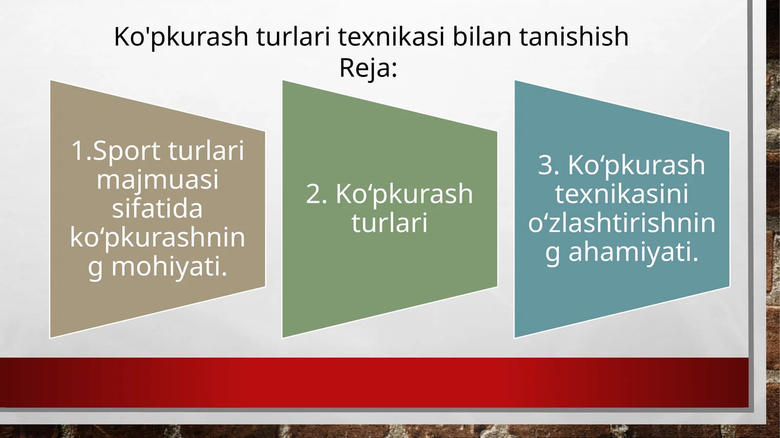 Ko'pkurash turlari texnikasi bilan tanishish