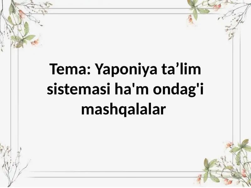 Yaponiya taʼlim tizimi