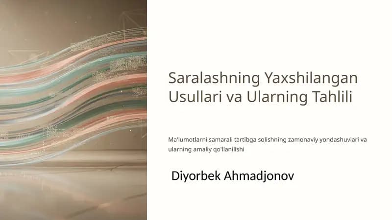 Saralashning Yaxshilangan Usullari va Ularning Tahlili