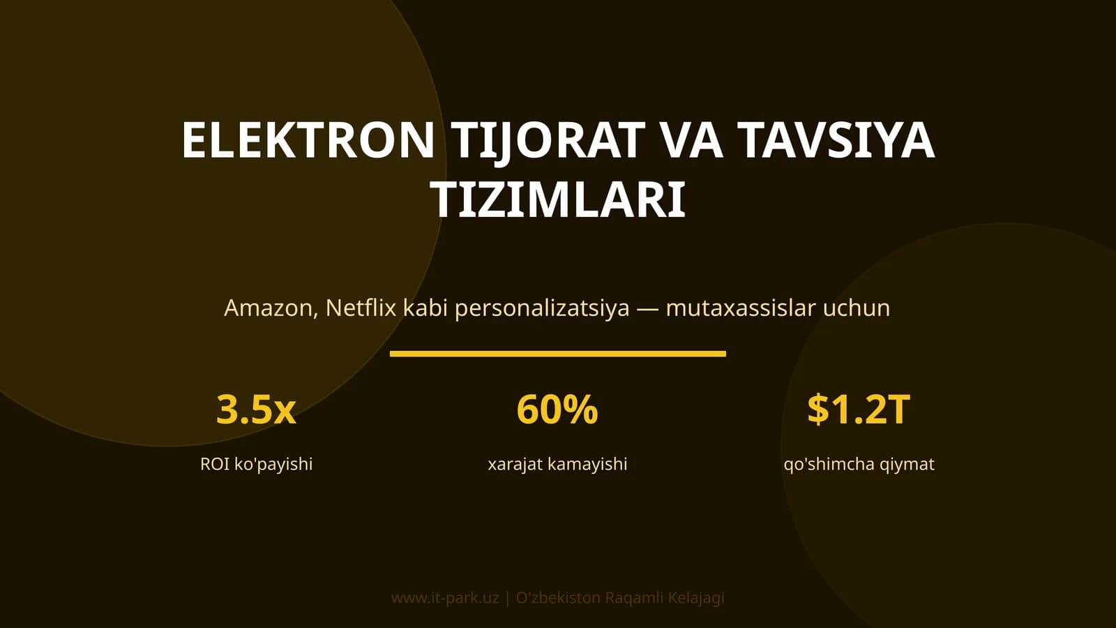 ELEKTRON TIJORAT VA TAVSIYA TIZIMLARI