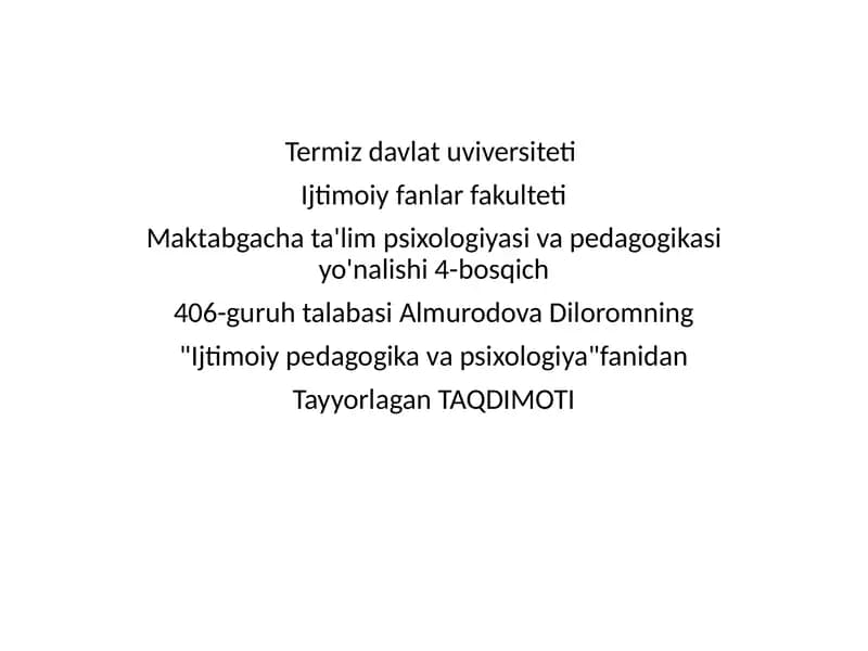 Ijtimoiy pedagogika va psixologiya