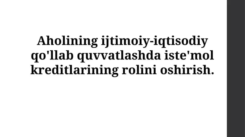 Iste'mol kreditlarini rivojlantirish