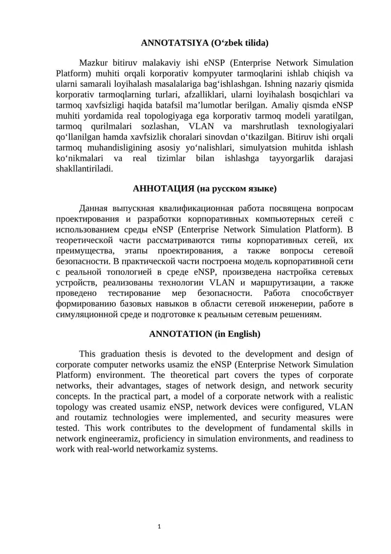 eNSP (Enterprise Network Simulation Platform)