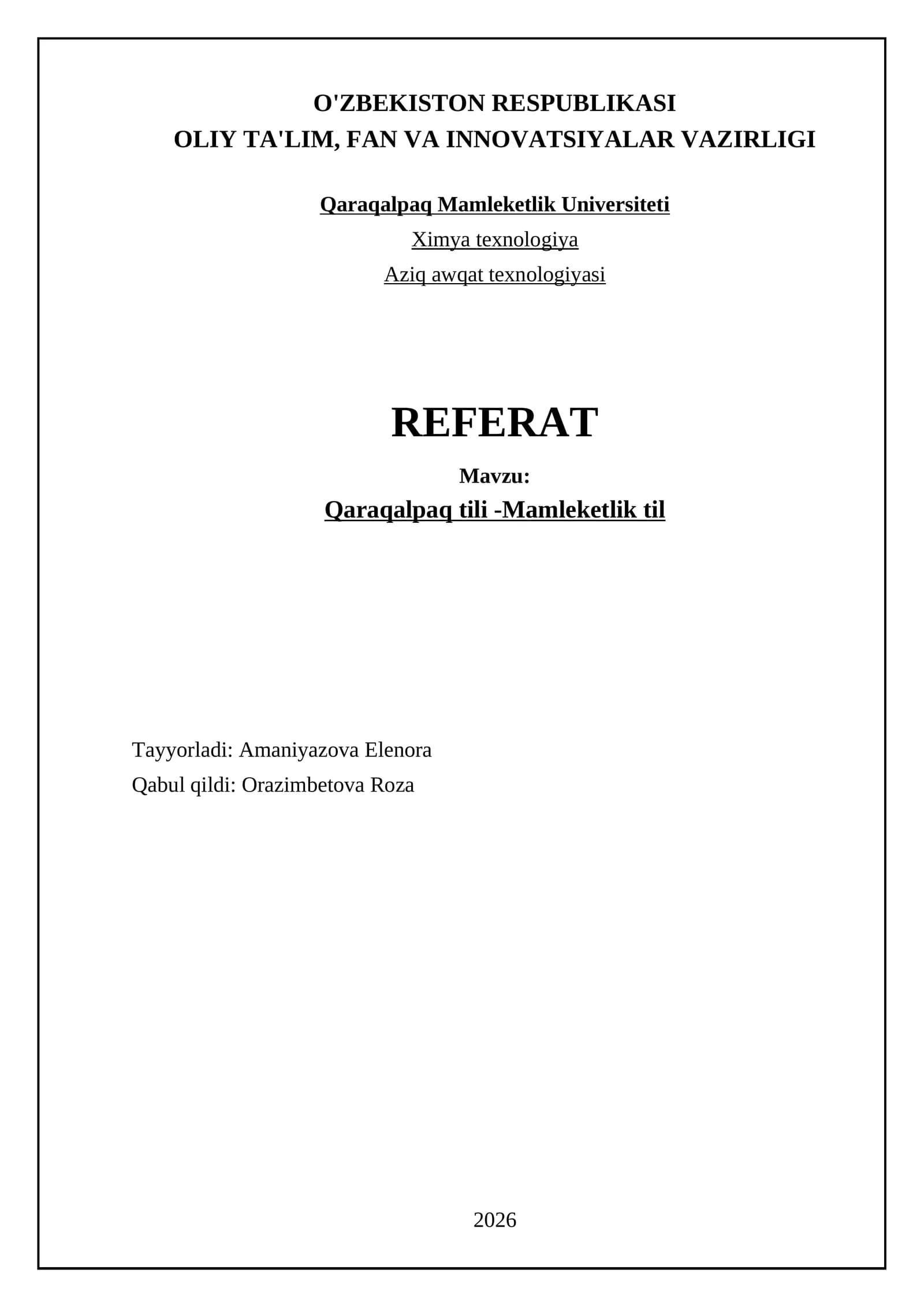 Qaraqalpaq tili -Mamleketlik til