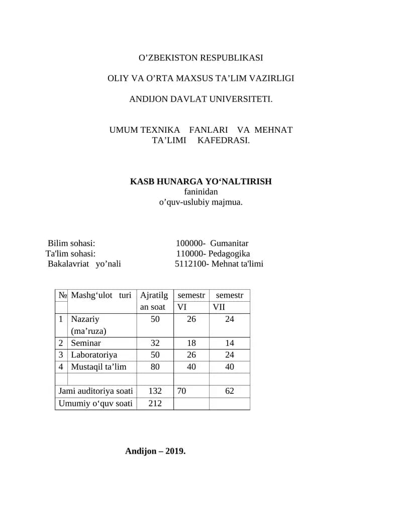 Kasb hunarga yo‘naltirlsh
