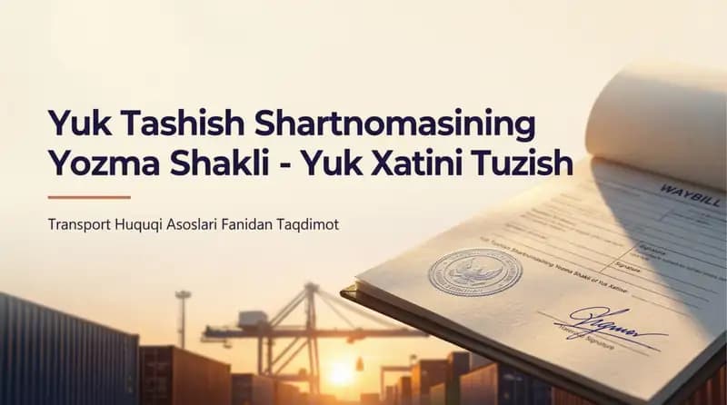 Yuk tashish shartnomasining yozma shakli-yuk xatini tuzish