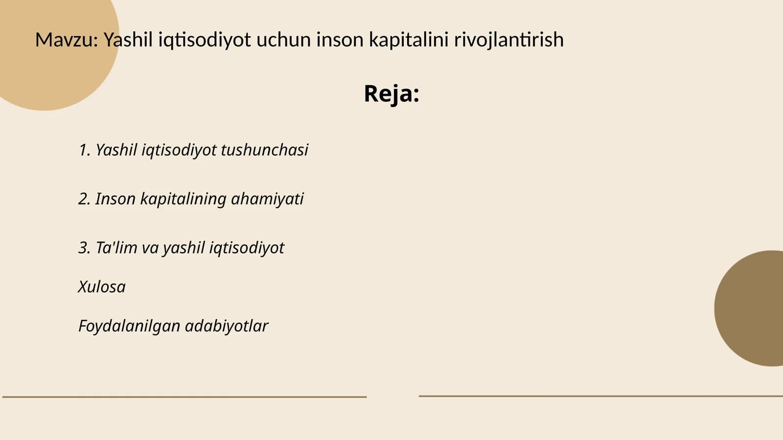 Yashil iqtisodiyot uchun inson kapitalini rivojlantirish
