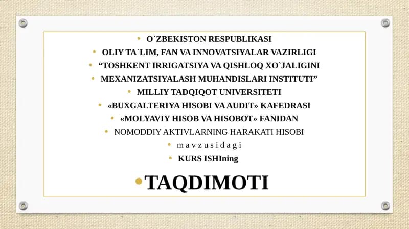 NOMODDIY AKTIVLARNING HARAKATI HISOBI