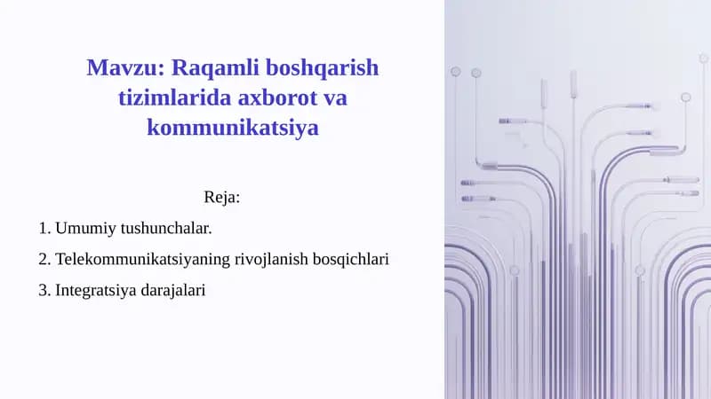 Raqamli boshqarish tizimlarida axborot va kommunikatsiya