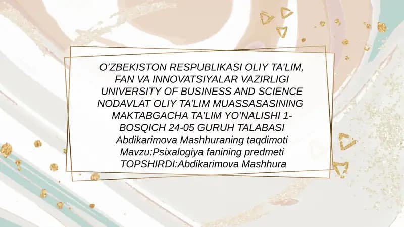 Psixologiya fanining ma’nosi, kelib chiqishi va taraqqiyoti