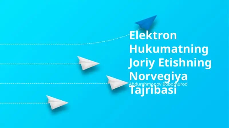 Elektron Hukumatning Joriy Etishning Norvegiya Tajribasi