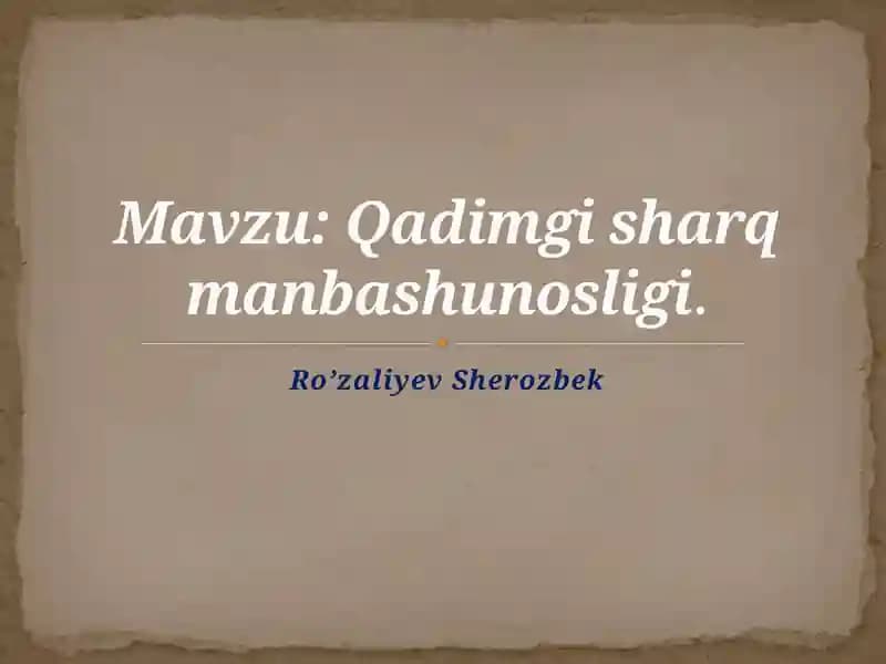 Qadimgi Sharq manbashunosligi
