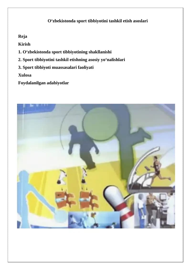 O‘zbekistonda sport tibbiyotini tashkil etish asoslari