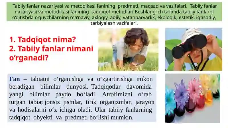 Tabiiy fanlar nazariyasi va metodikasi