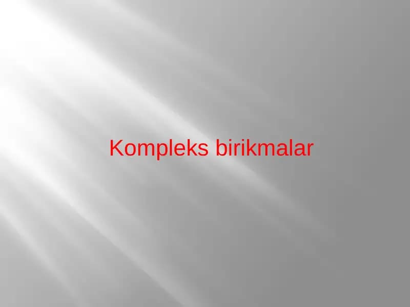 Kompleksbirikmalar Alfred Verner