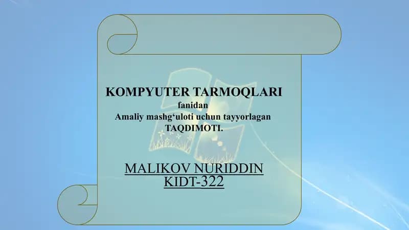 Windows O'rnatish Operatsion Tizmlar haqida malumotlar eng tarqalgan Operatsion tizmlar