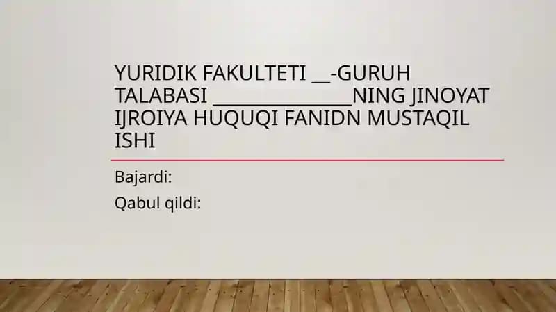 Mahkumlarning moddiy-maishiy ta’minoti va ularga tibbiy xizmat ko‘rsatish