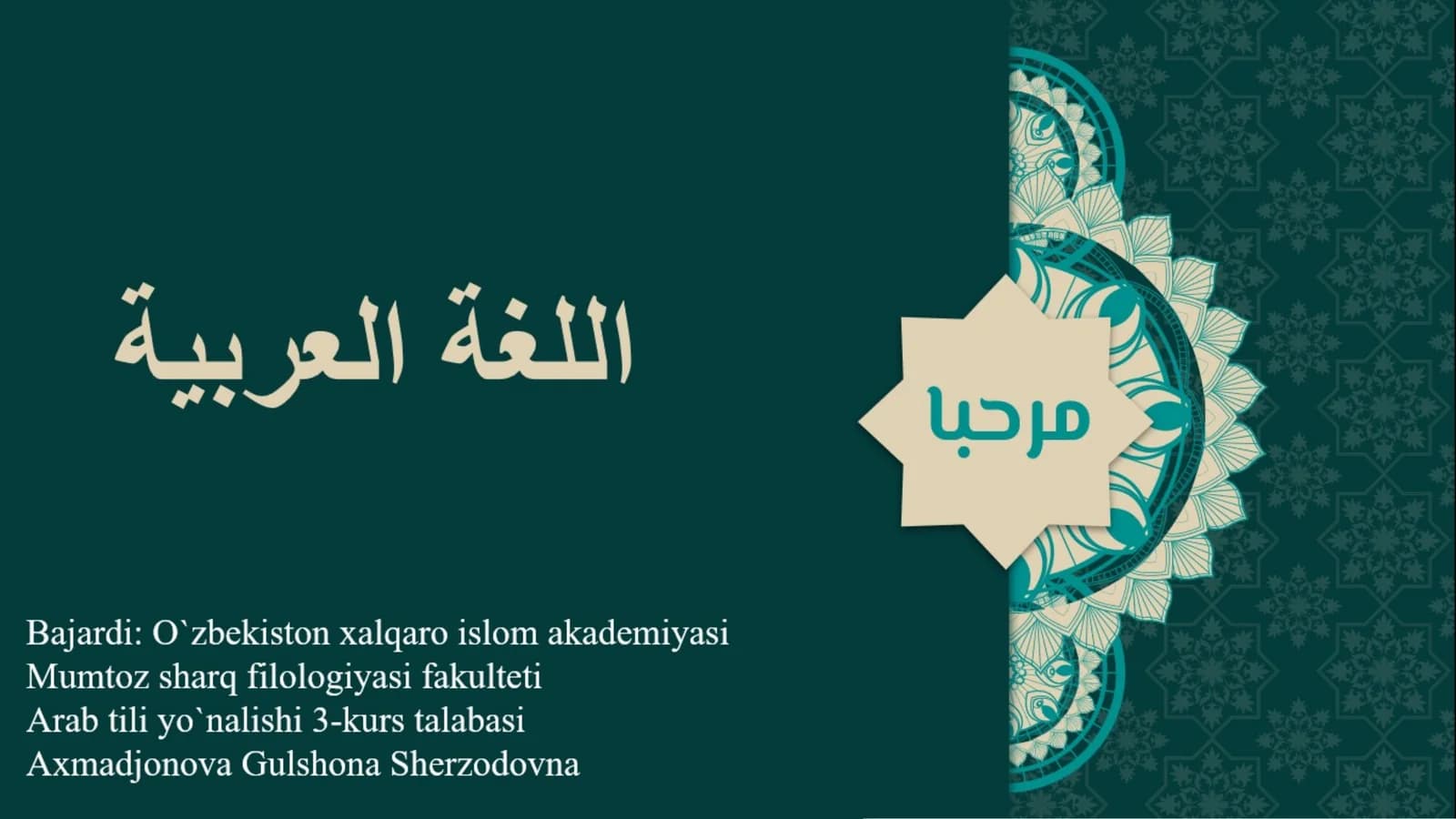 PPT Arab tili sarf va nahv ilmi