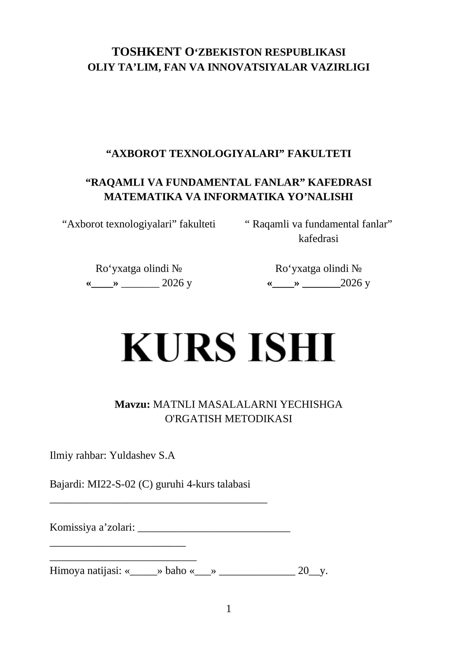 MATNLI MASALALARNI YECHISHGA O'RGATISH METODIKASI