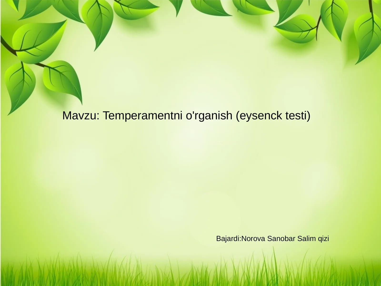 Temperamentni o'rganish (eysenck testi)