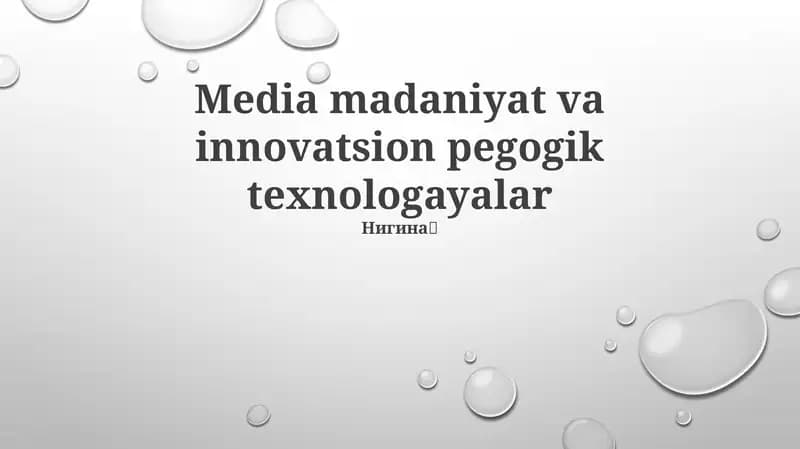 Innovatsion pedagogik texnologiyalar