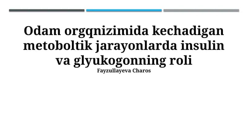 Insulin va glyukagonning roli
