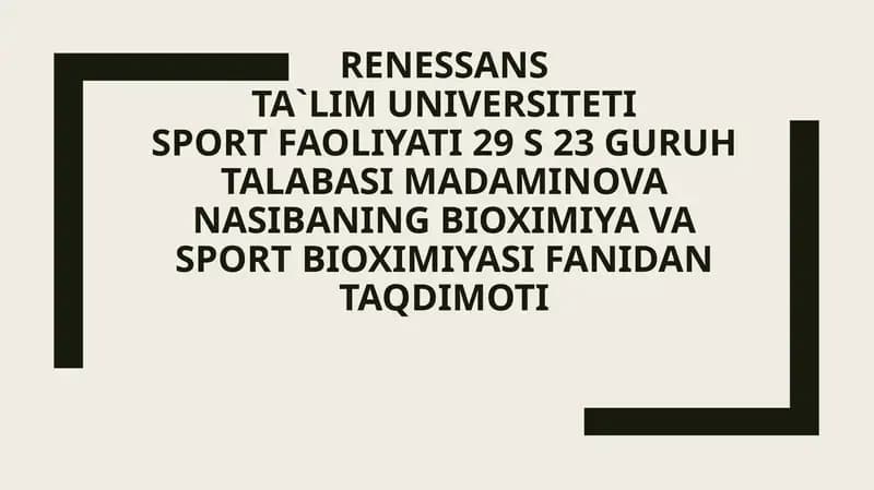 Aminokislotalarning sportchilar hayotidagi o'rni